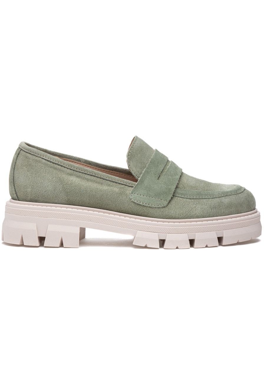 Women 275 Central Loafers & Oxfords | Lindor Loafer Olive Suede