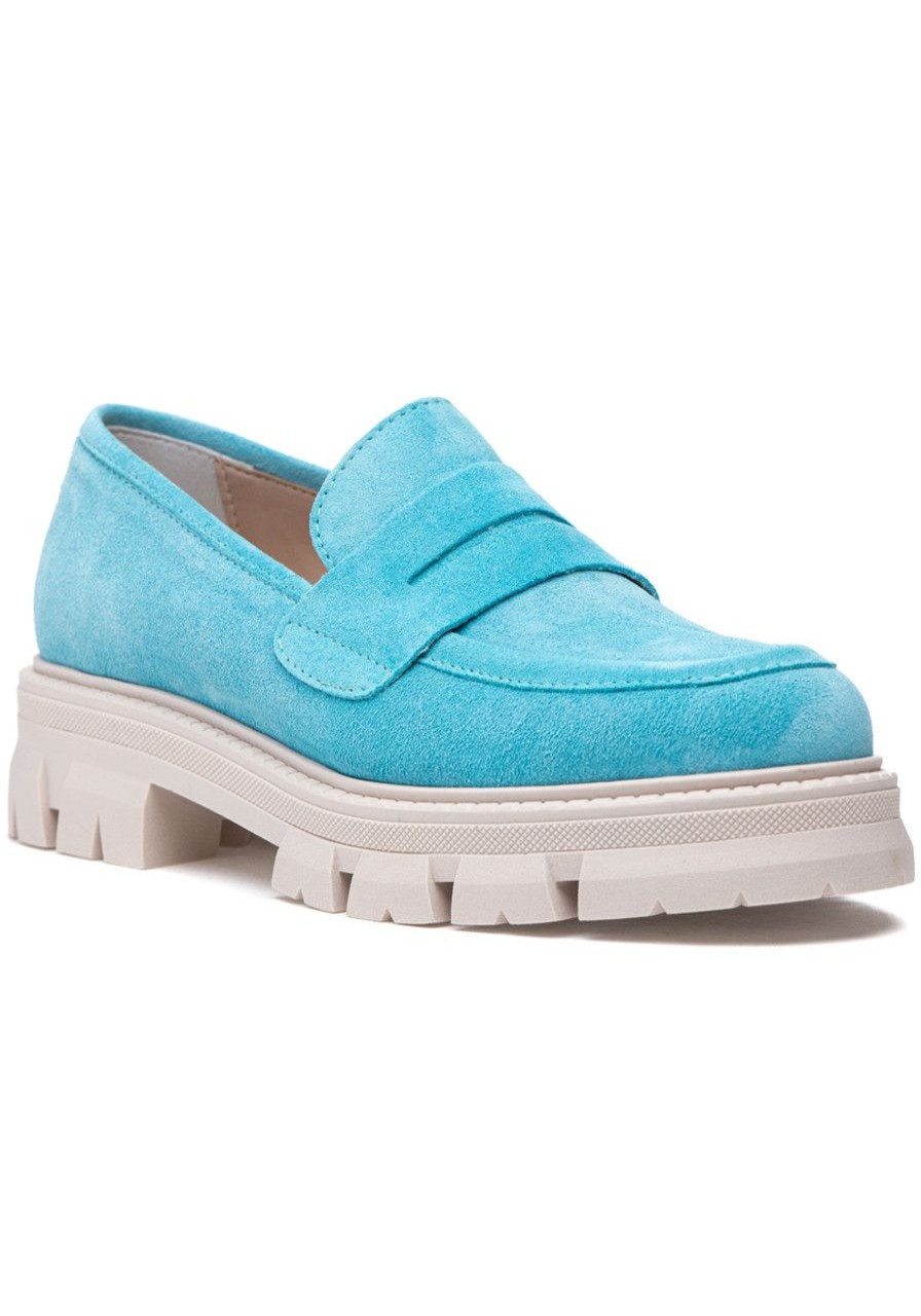 Women 275 Central Loafers & Oxfords | Lindor Loafer Blue Suede