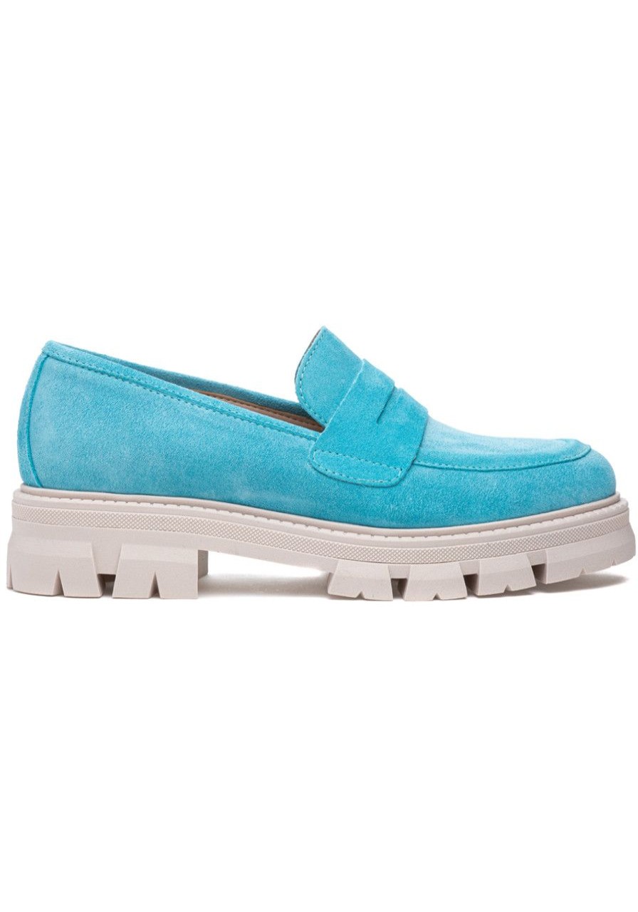 Women 275 Central Loafers & Oxfords | Lindor Loafer Blue Suede