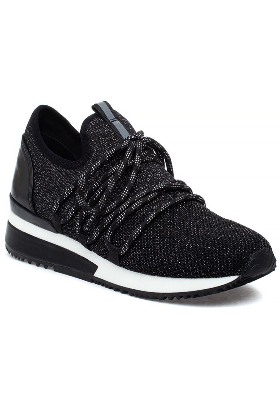 Women Urban Sport Sneakers | Mara M Sneaker Black Metallic Knit