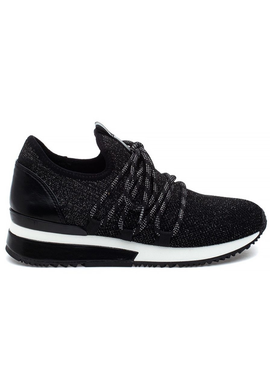 Women Urban Sport Sneakers | Mara M Sneaker Black Metallic Knit