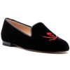 Women Jon Josef Flats | Skull Loafer Black Velvet/Red