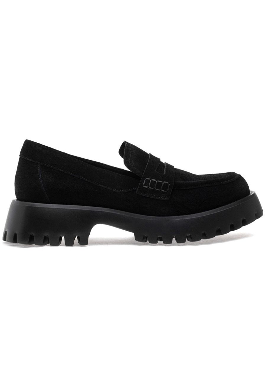 Women Jildor Loafers & Oxfords | Zety Loafer Black Waterproof Suede