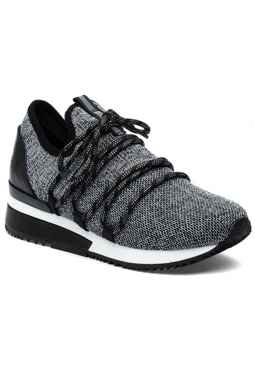 Women Urban Sport Sneakers | Mara M Sneaker Pewter Metallic Knit