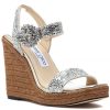Women Jimmy Choo Sandals | Mirabelle 110 Wedge Platinum Crystal