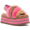 Women UGG® Slippers | Disco Stripe Slide Chestnut/Pink Rose Combo