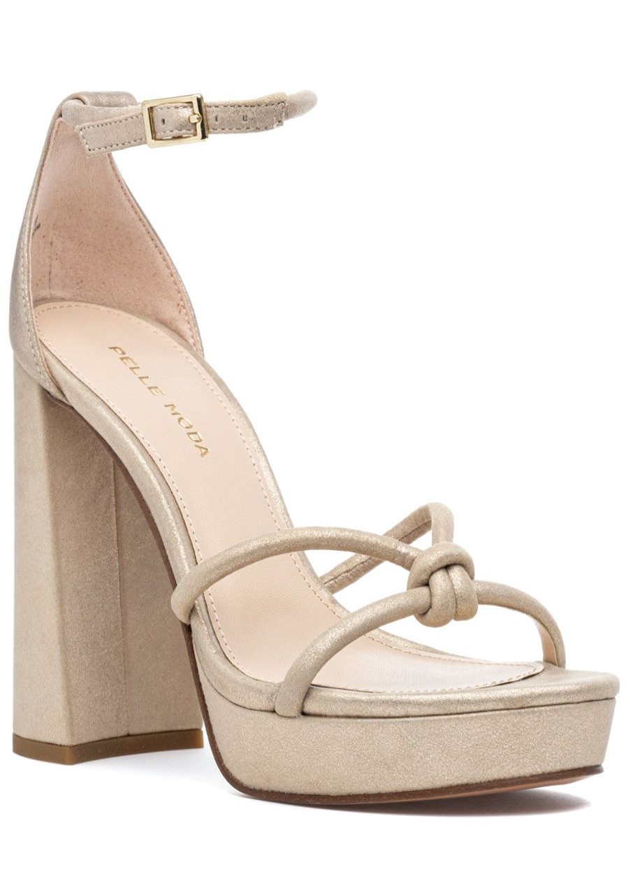 Women Pelle Moda Pumps | Gillian Sandal Platino Gold Suede