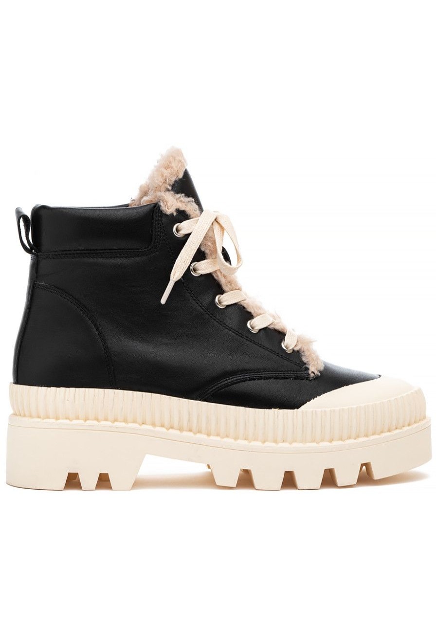 Women Silent D Boots | Peato Boot Black Beige