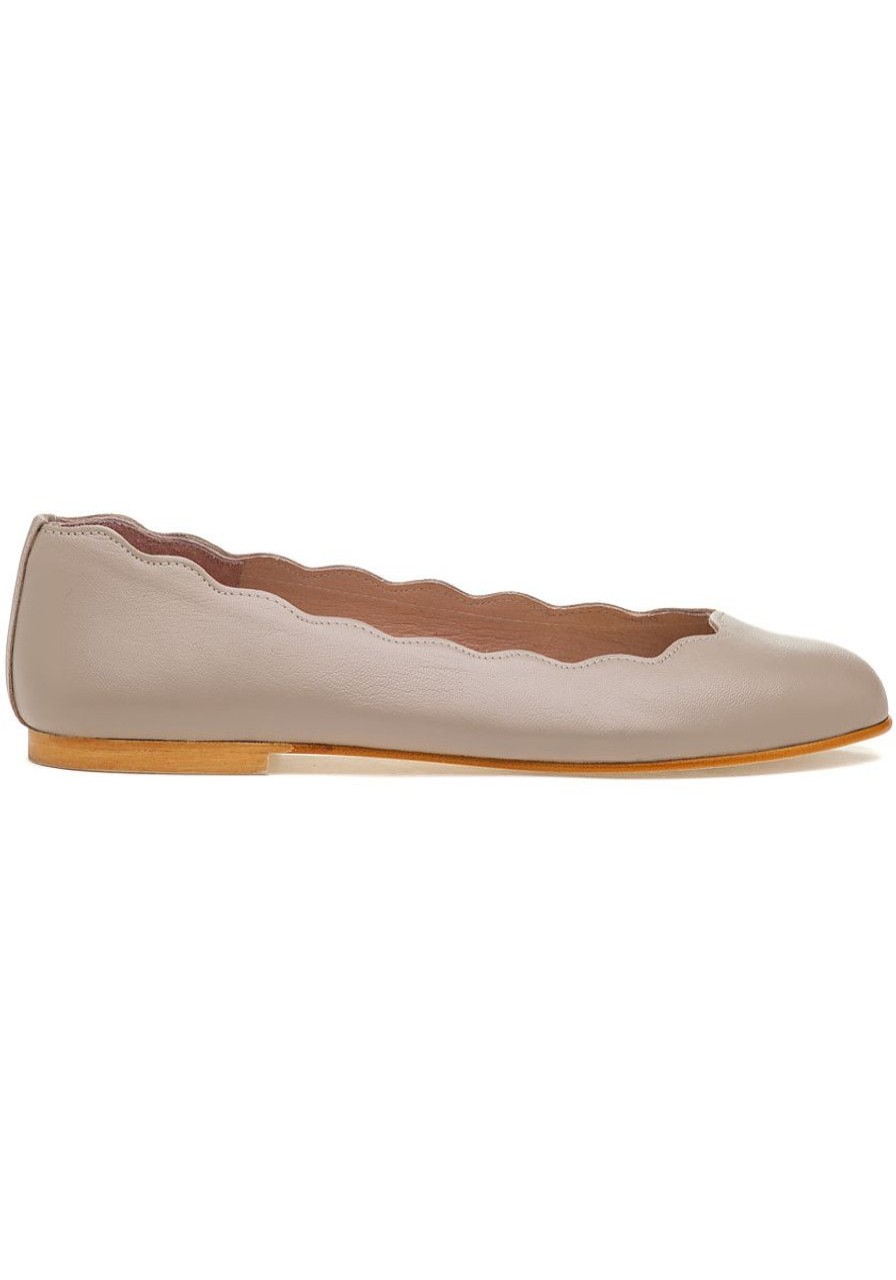 Women French Sole Flats | Jigsaw Flat Taupe Leather