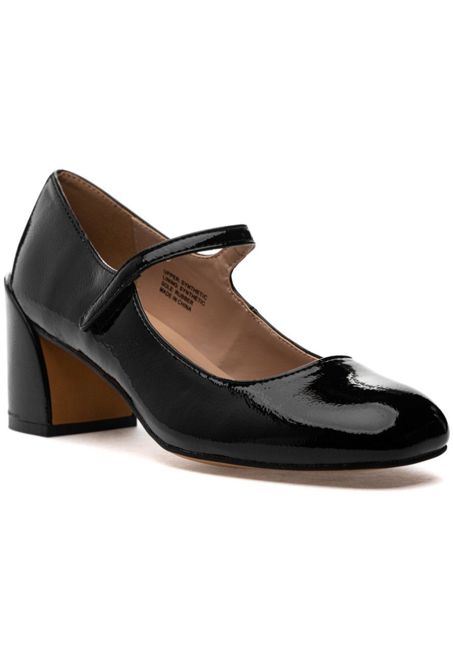 Women Silent D Pumps | Korin Mary-Jane Pump Black Crinkle Patent
