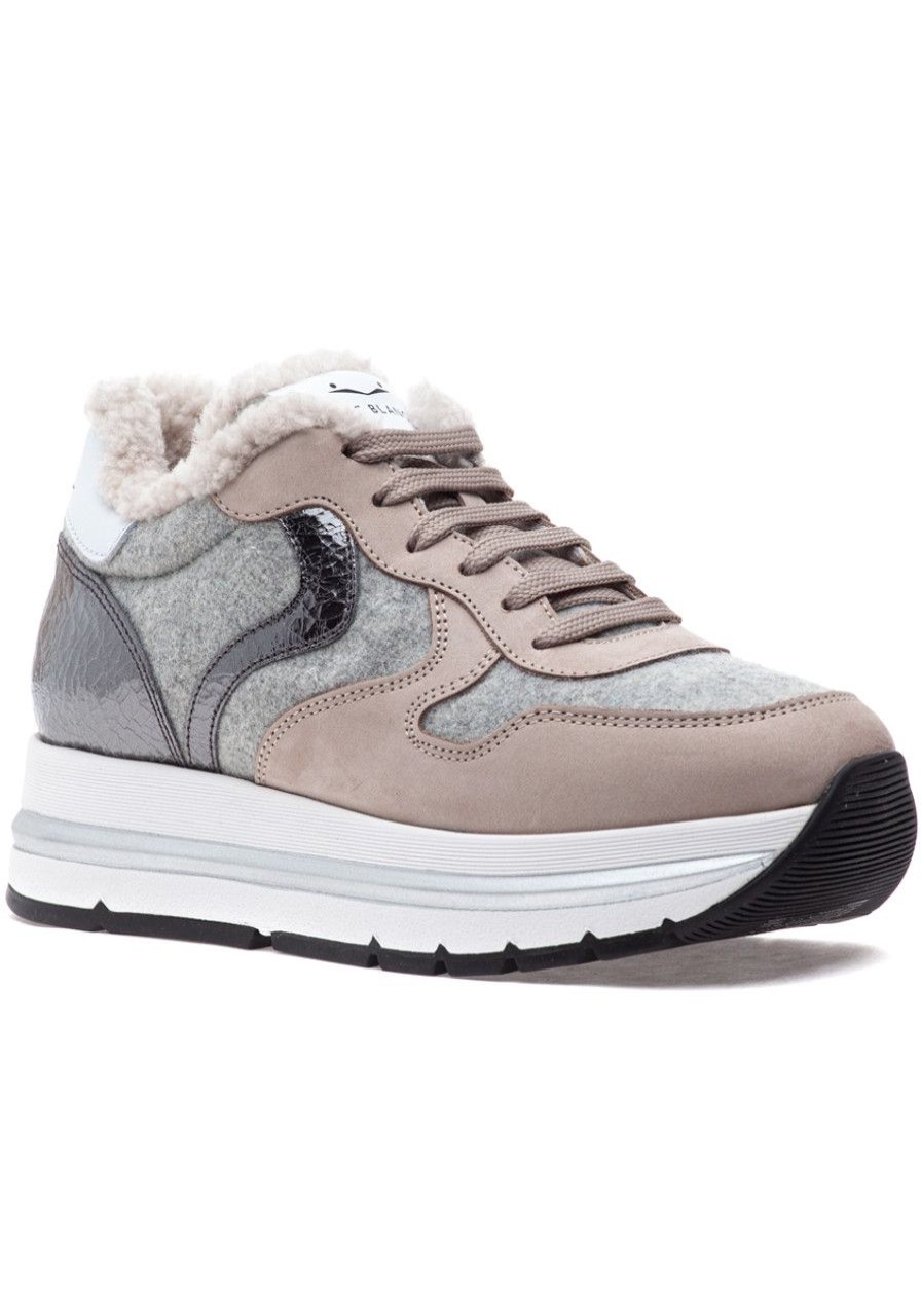Women Voile Blanche Sneakers | Maran Fur Sneaker Cream Grey