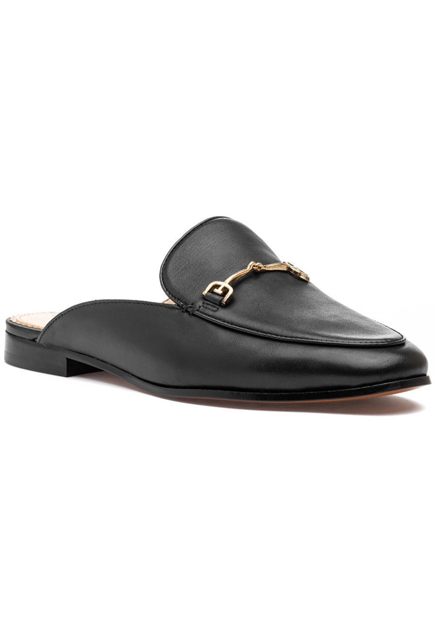 Women Sam Edelman Flats | Linnie Mule Black Leather