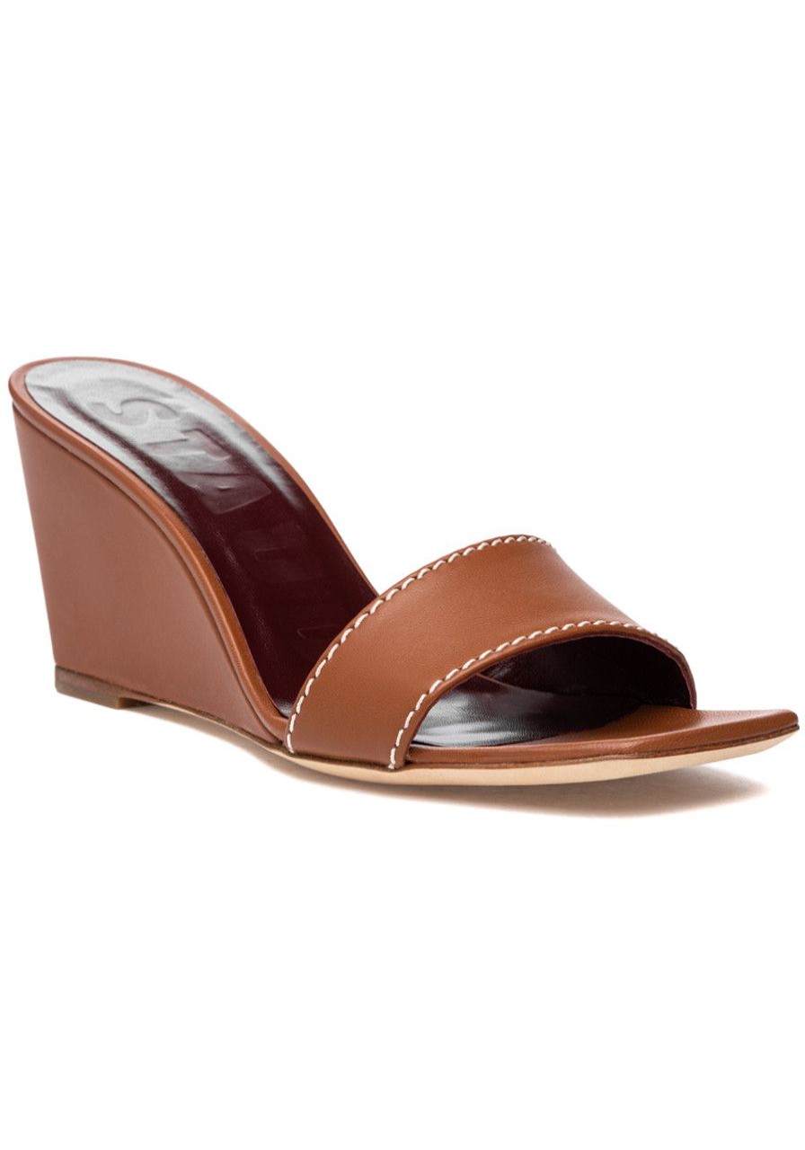 Women Staud Sandals | Billie Wedge Sandal Tan Leather