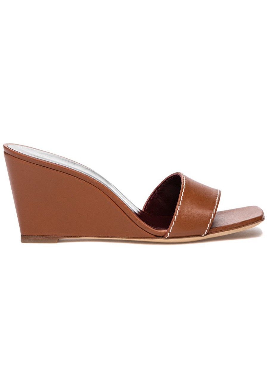 Women Staud Sandals | Billie Wedge Sandal Tan Leather