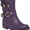 Women Colors of California Boots | Biker Zip Low Rain Boot Purple