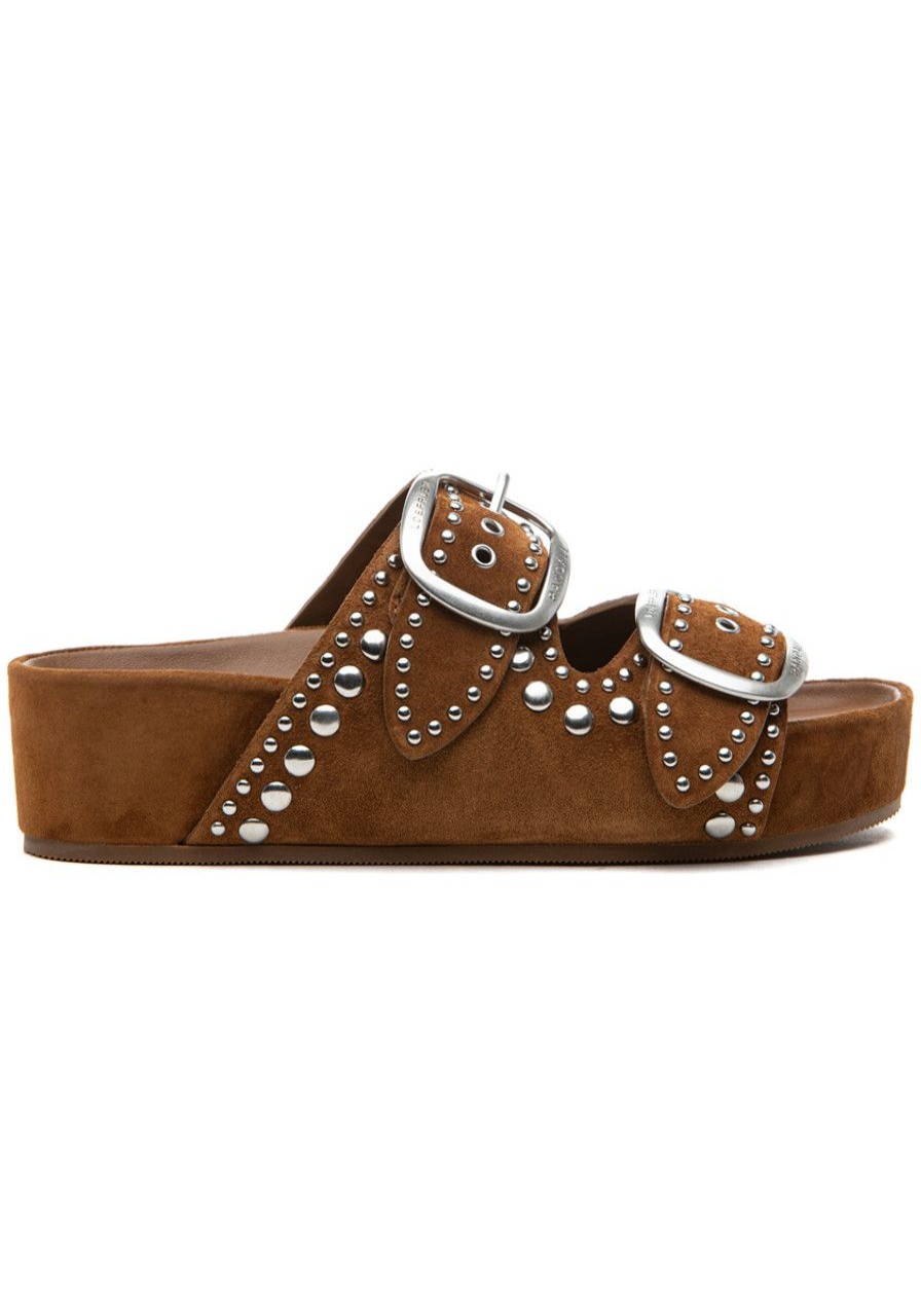 Women Loeffler Randall Sandals | Jack Two Bands Sandal Cacao Suede