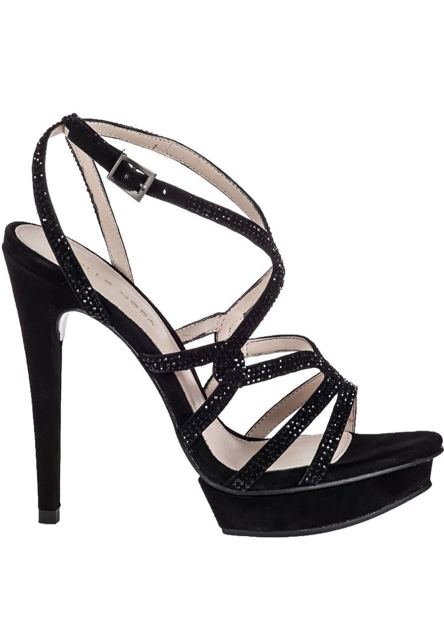 Women Pelle Moda Sandals | Farah Evening Sandal Black Suede