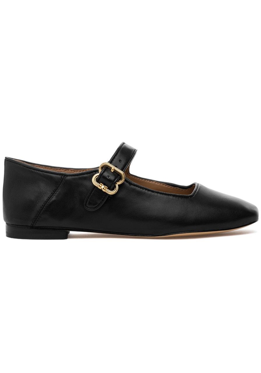 Women Sam Edelman Flats | Michaela Mary Jane Flat Black Leather