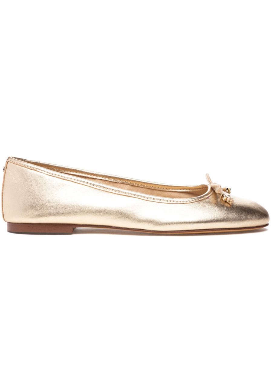Women Sam Edelman Flats | Felicia Luxe Flat Gold Leaf Leather