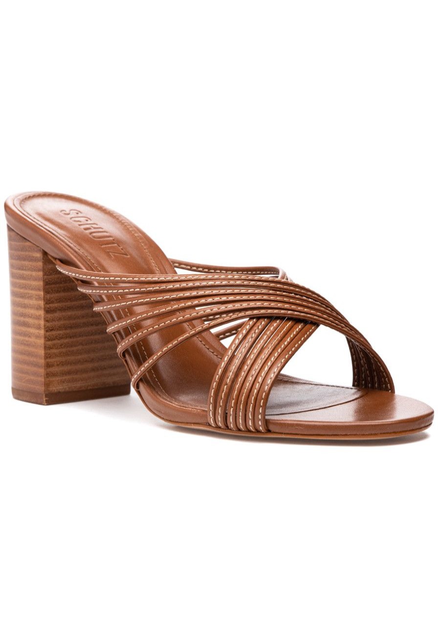 Women Schutz Sandals | Evangeline Sandal New Wood Leather