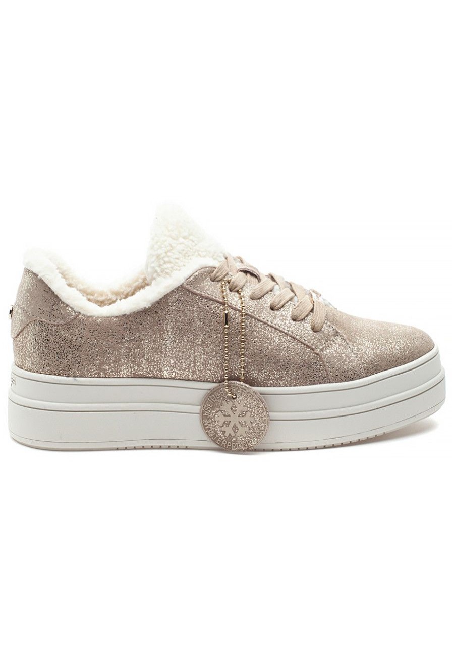 Women J/Slides Sneakers | Ninka Sneaker Gold Metallic Waterpfoof Suede