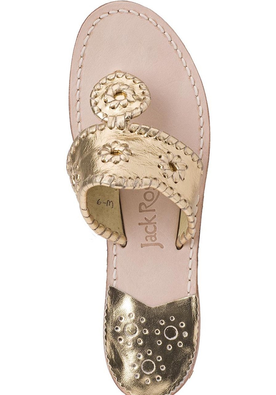 Women Jack Rogers Sandals | Hamptons Thong Sandal Gold Leather