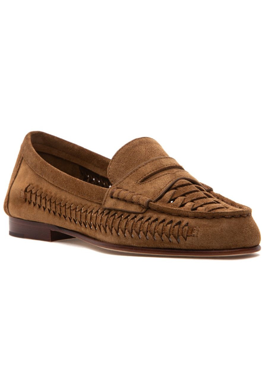 Women Veronica Beard Loafers & Oxfords | Penny Woven Loafer Hazelwood Suede