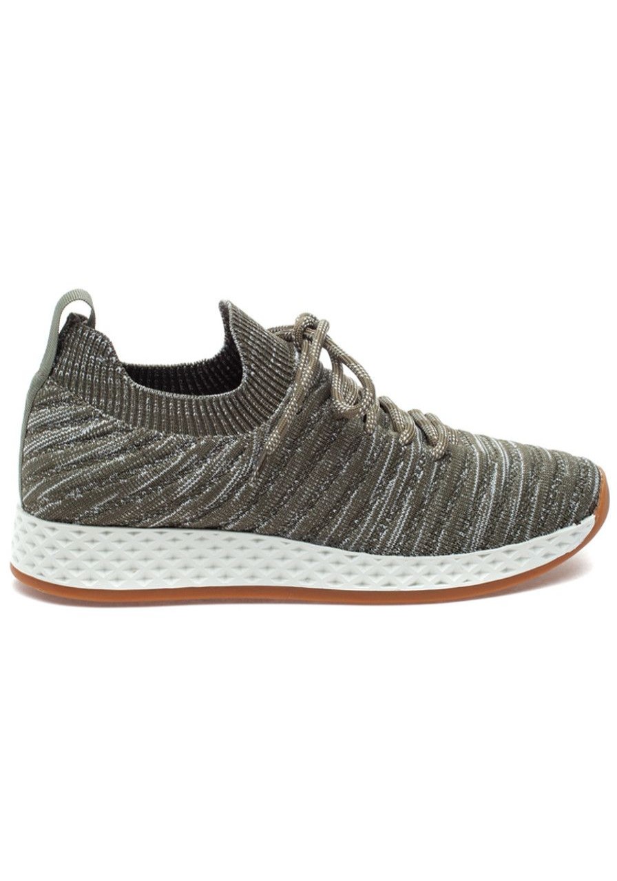 Women Urban Sport Sneakers | Opy Sneaker Khaki 2-Tone Knit