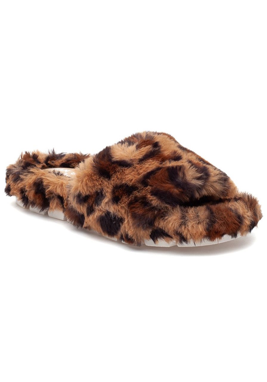 Women Urban Sport Slippers | Lelee Slipper Leopard Faux Fur