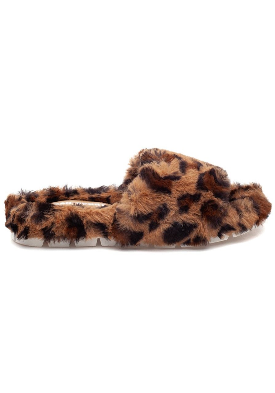 Women Urban Sport Slippers | Lelee Slipper Leopard Faux Fur