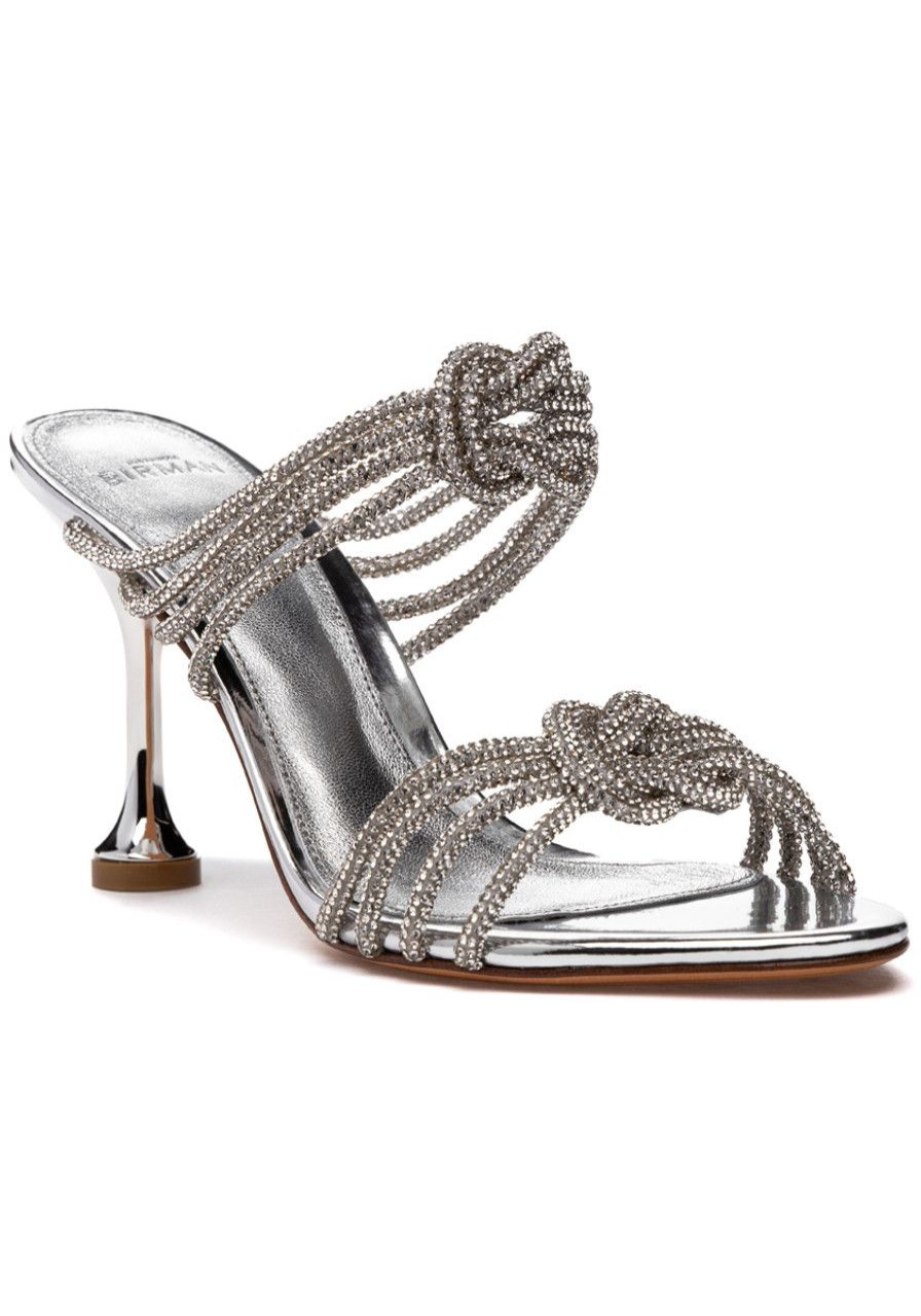 Women Alexandre Birman Sandals | Vicky Crystal Knot 85 Sandal Silver