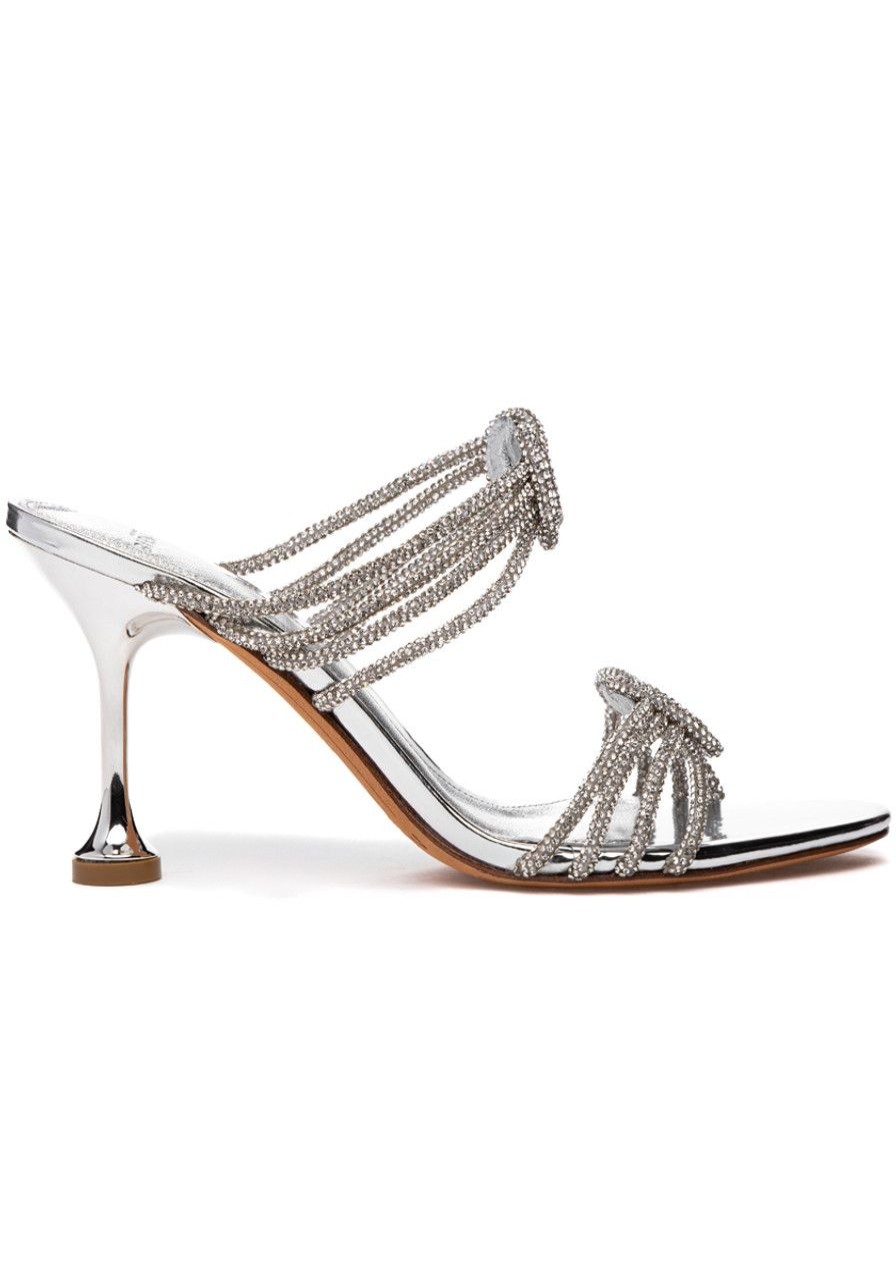 Women Alexandre Birman Sandals | Vicky Crystal Knot 85 Sandal Silver