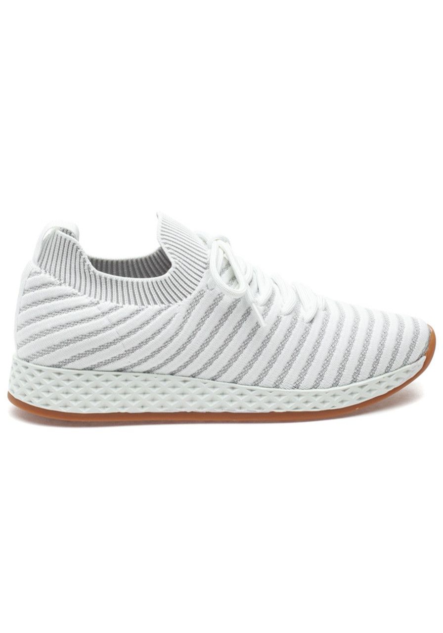 Women Urban Sport Sneakers | Opy Sneaker Light Grey/White 2-Tone Knit