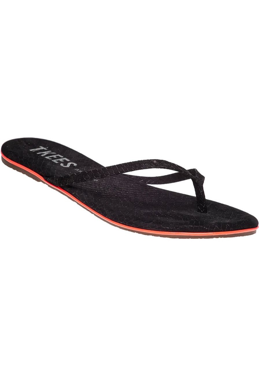 Women Tkees Sandals | Lip Liners Flip Flop Black Snake Suede