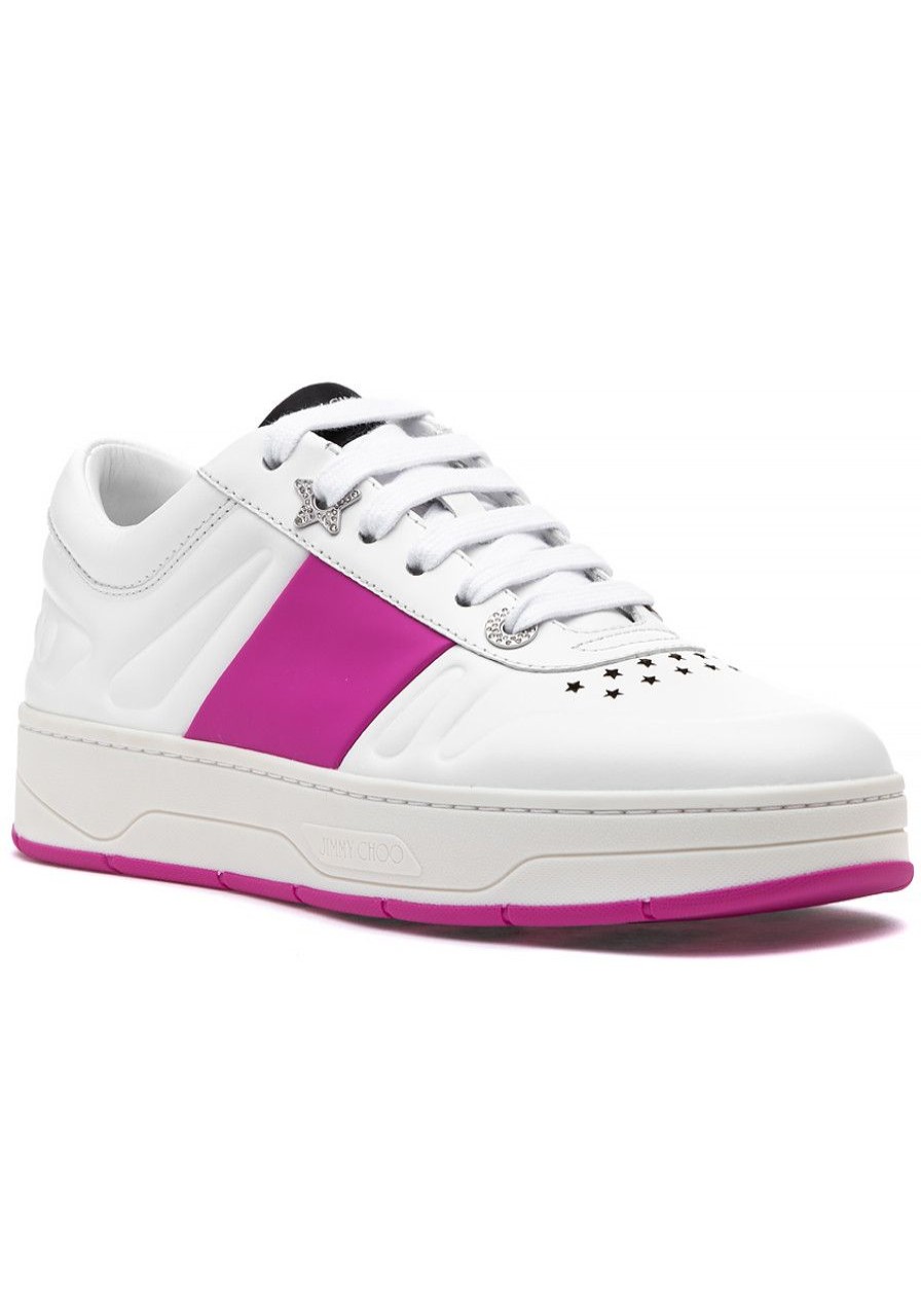 Women Jimmy Choo Sneakers | Hawaii Sneaker White Fuchsia