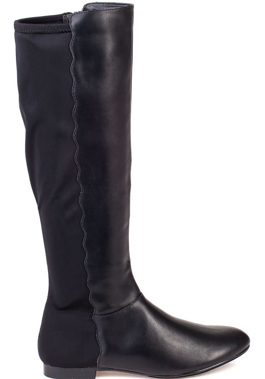 Women Chelsea Crew Boots | Zelda Black Pu Tall Boot