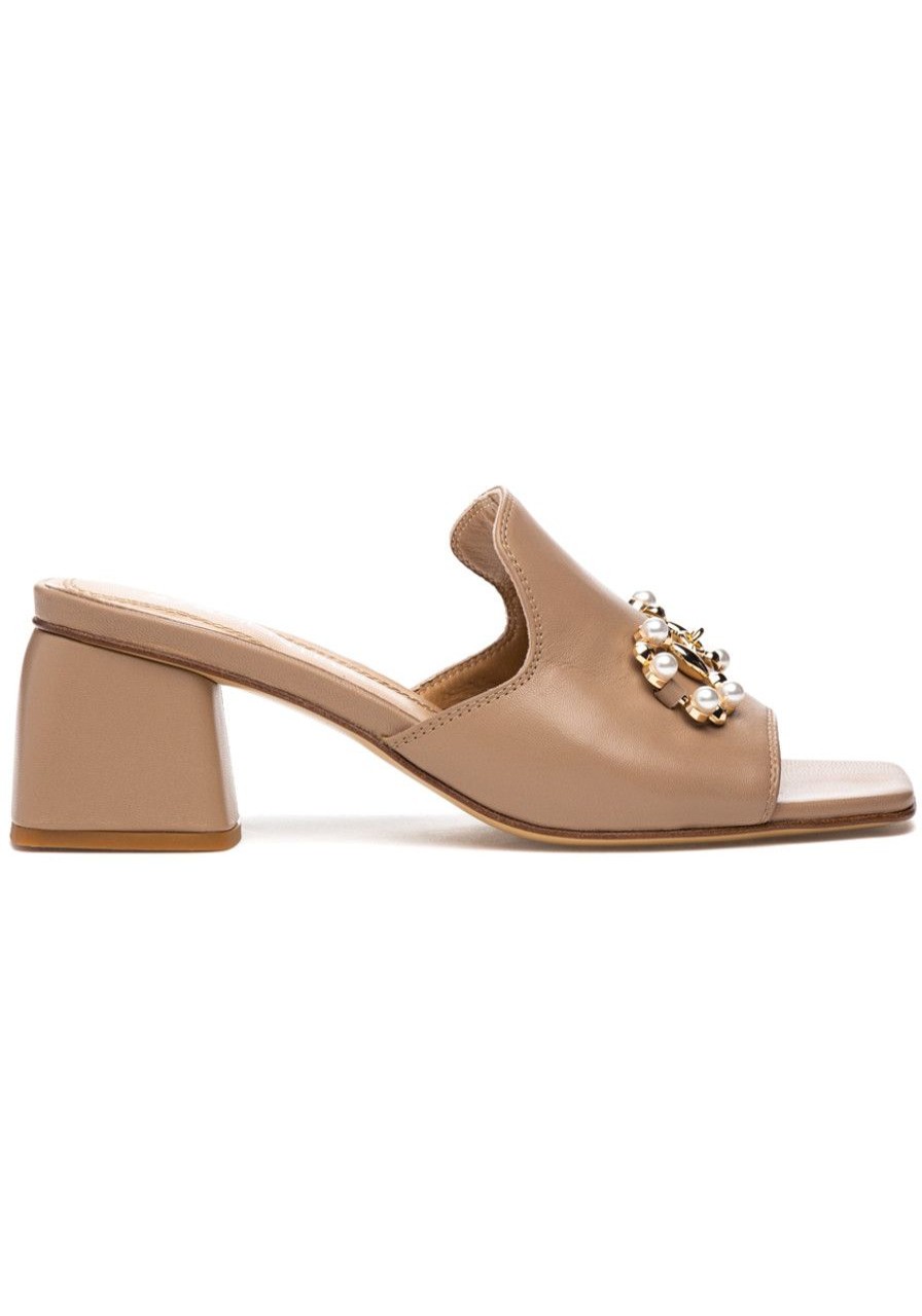 Women 275 Central Mules & Clogs | Messi Sandal Nude Leather