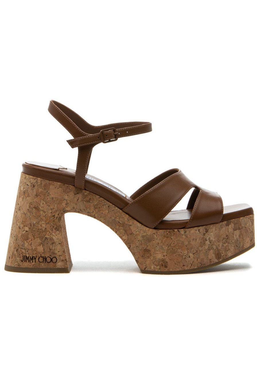 Women Jimmy Choo Sandals | Esha 95 Sandal Cuoio Leather