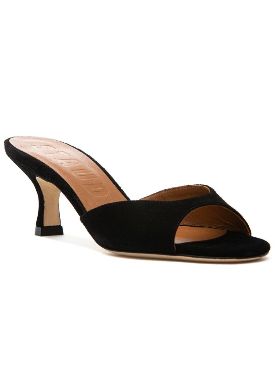 Women Staud Sandals | Brigitte Mule Sandal Black Suede
