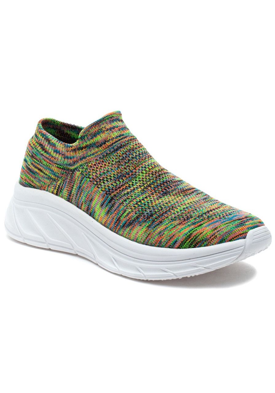 Women Urban Sport Sneakers | Wren Sneaker Green/Orange 2-Tone Knit