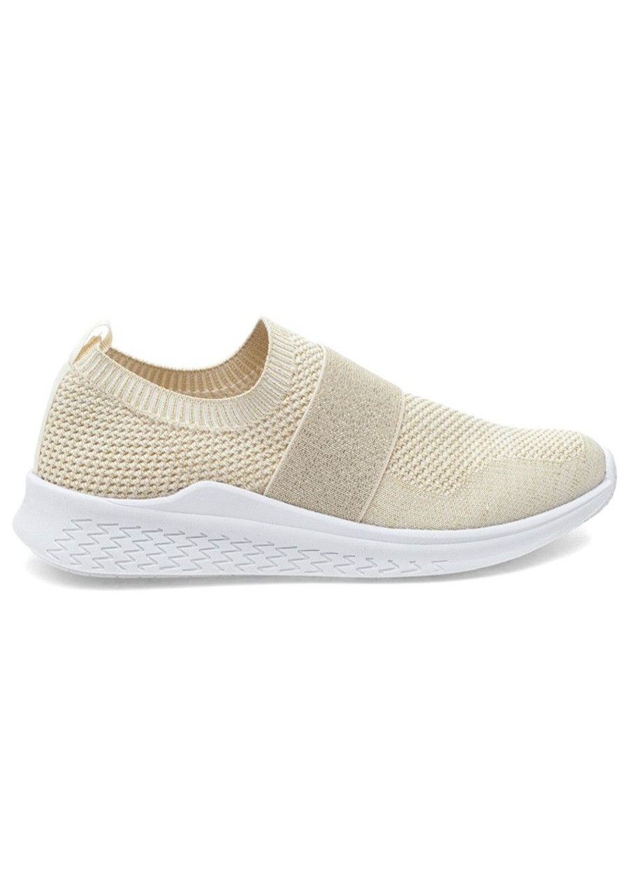 Women Urban Sport Sneakers | Delta Sneaker Platinum Metallic Knit