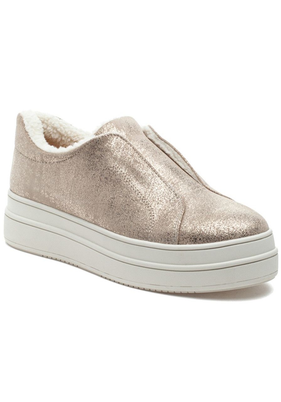 Women J/Slides Sneakers | Nada Sneaker Light Gold Metallic Suede