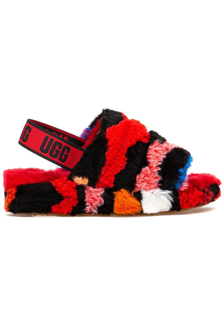 Women UGG® Slippers | Fluff Yeah Slide Cali Collage Red