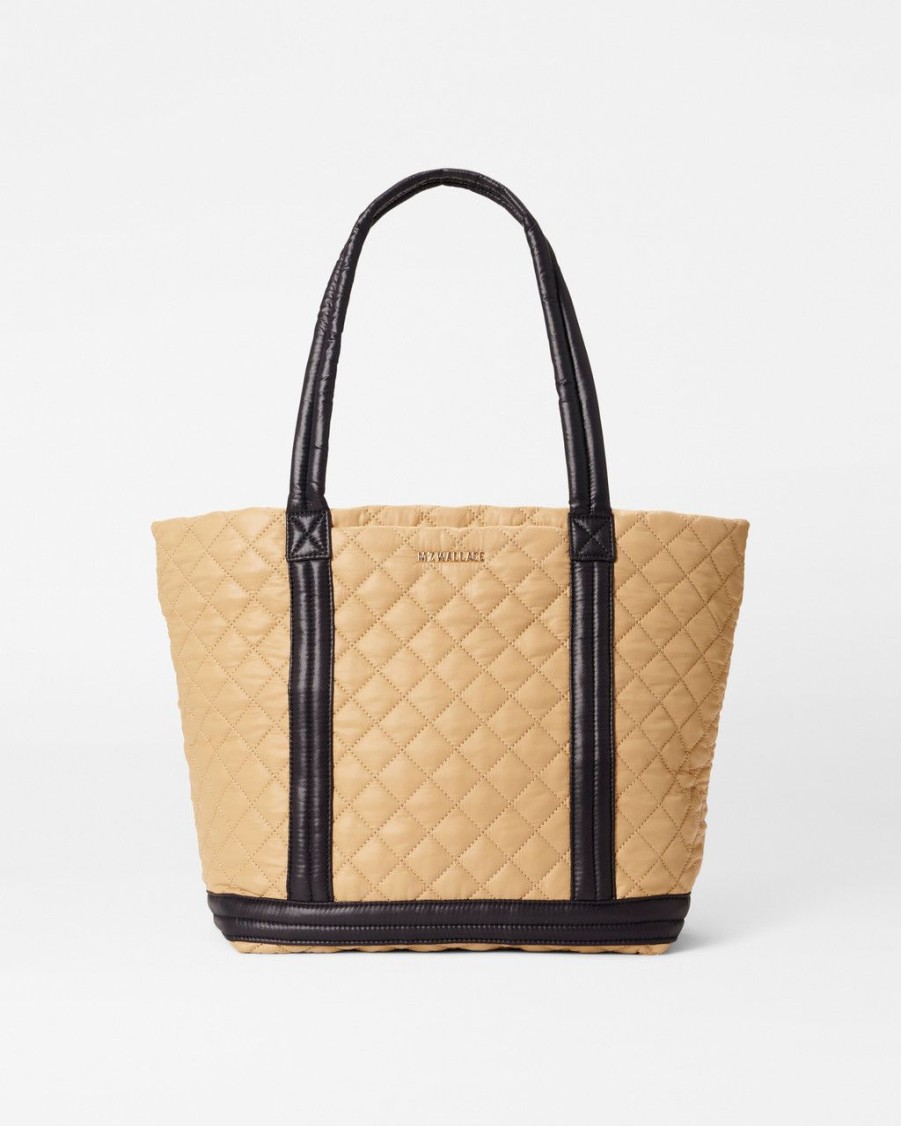 Women MZ Wallace Handbags Totes | Medium Empire Tote Camel & Black