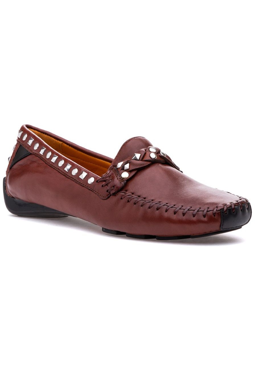 Women Robert Zur Flats | Twisted Galaxy Loafer Vintage Luggage Leather