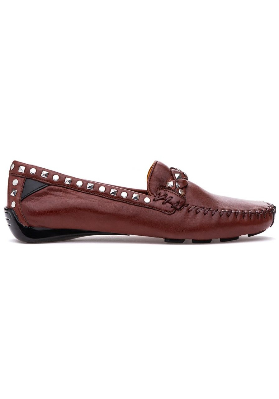 Women Robert Zur Flats | Twisted Galaxy Loafer Vintage Luggage Leather