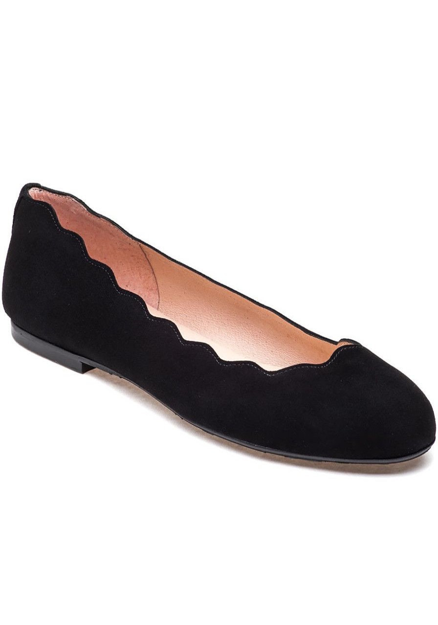 Women French Sole Flats | Jigsaw Flat Black Suede