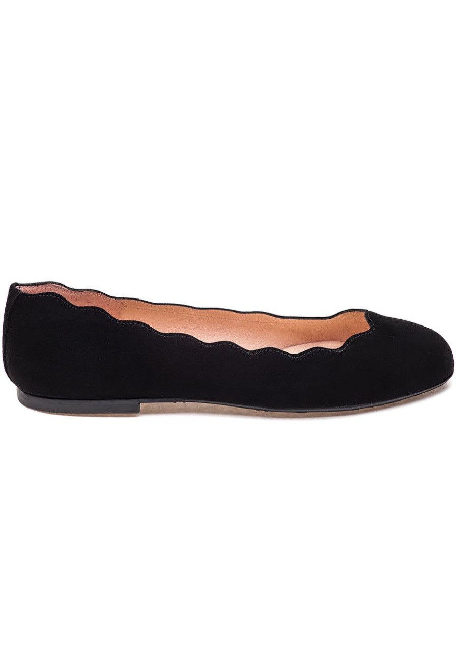Women French Sole Flats | Jigsaw Flat Black Suede