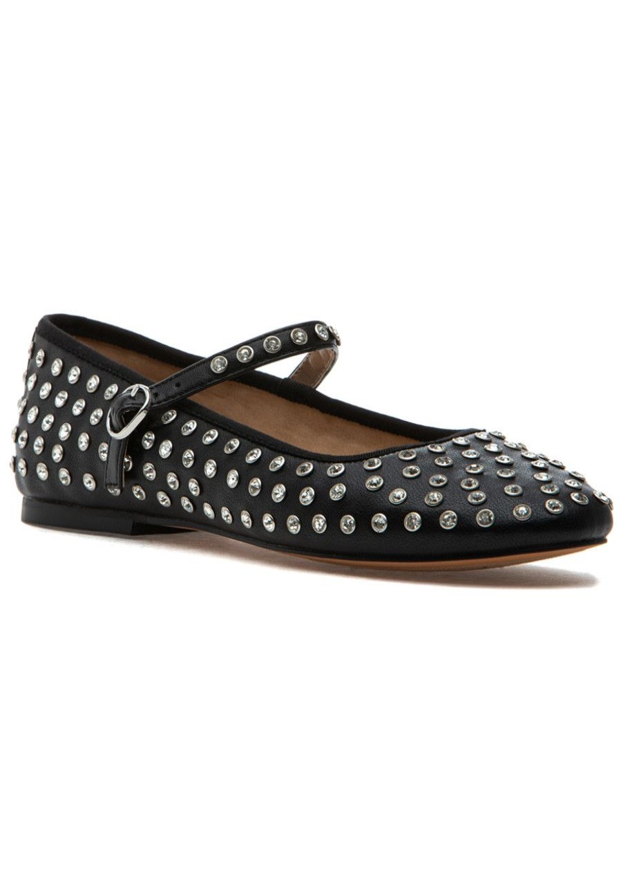Women Steve Madden Flats | Vinetta-R Mary Jane Flat Black/Rhinestones