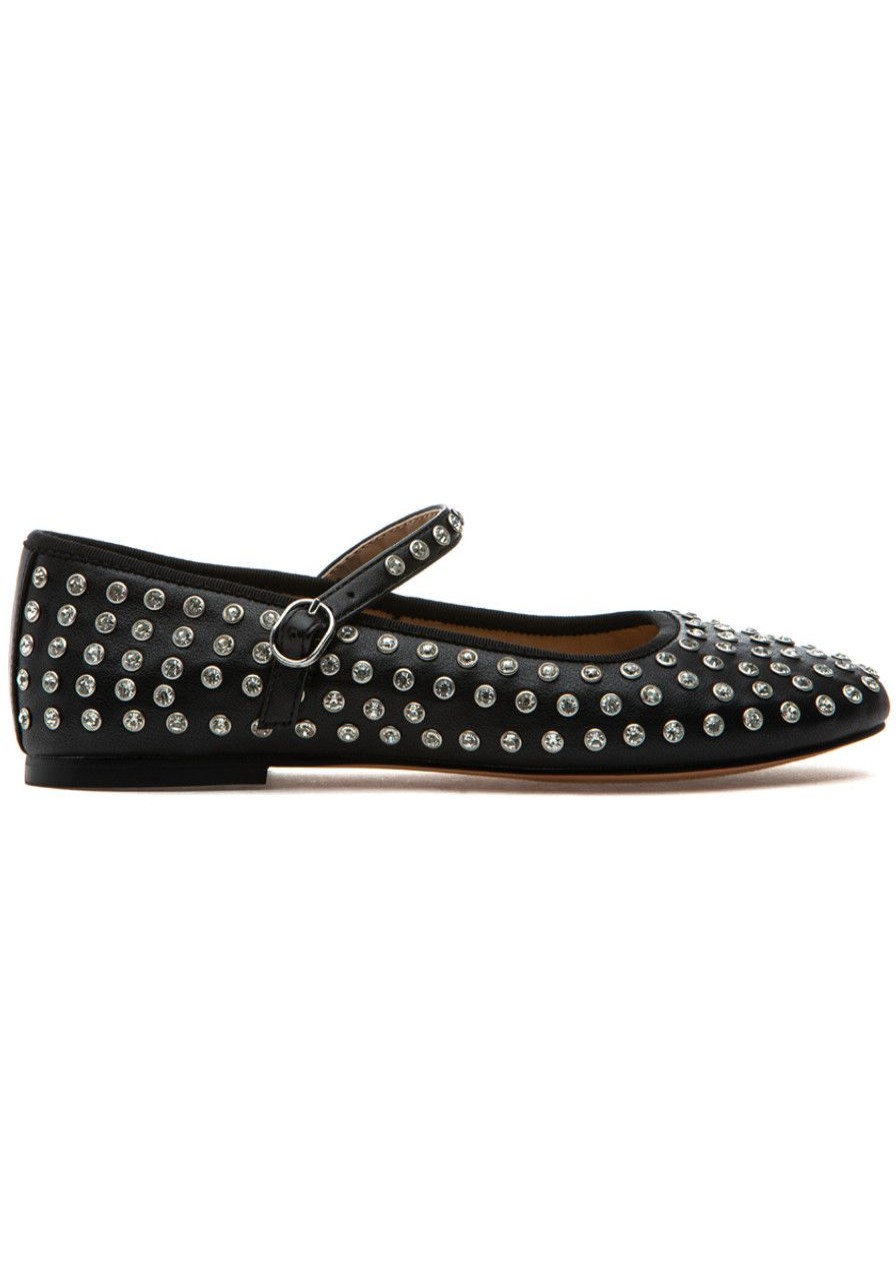 Women Steve Madden Flats | Vinetta-R Mary Jane Flat Black/Rhinestones